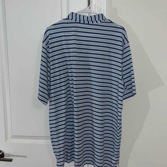 Peter Millar Seaside Wash Blue White Stripe Forsyth 1913 Golf Club Polo Shirt XL - Picture 7 of 7